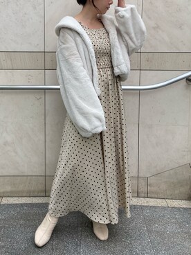 「one after another NICE CLAUP（ワンアフターアナザーナイスクラップ）のアイテム（その他アウター）」を使った、小川こゆきさん（レディース・152cm）の秋コーディネート