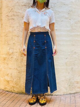 「GUリメイクのアイテム（トップス、ホワイト系）」を使った、Shihoさん（レディース・153cm）の冬コーディネート