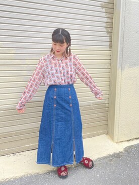 「GU（ジーユー）のアイテム（サンダル、レッド系）」を使った、Shihoさん（レディース・153cm）の夏コーディネート