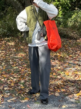 「HARUTA（ハルタ）のHARUTA × B:MING by BEAMS / 別注 ローファー（ローファー、ブラック系）」を使った、honoさん（レディース・158cm）の秋コーディネート