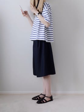 「スクエアトゥ」｜「アイテム（帽子）」を使った、zua.さん（レディース・157cm）の夏コーディネート