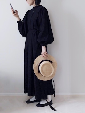 「麦わら帽子」｜「アイテム（バレエシューズ）」を使った、zua.さん（レディース・157cm）の春コーディネート