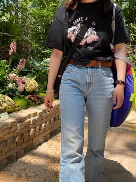 「niko and...（ニコアンド）のアイテム（Tシャツ/カットソー、ブラック系）」を使った、kii＊さん（レディース・160cm）の春コーディネート