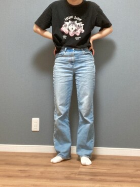 「niko and...（ニコアンド）のアイテム（Tシャツ/カットソー、ブラック系）」を使った、kii＊さん（レディース・160cm）の春コーディネート