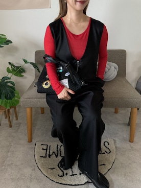 「アイテム（オールインワン・サロペット）」を使った、memeさん（レディース・158cm）の秋コーディネート