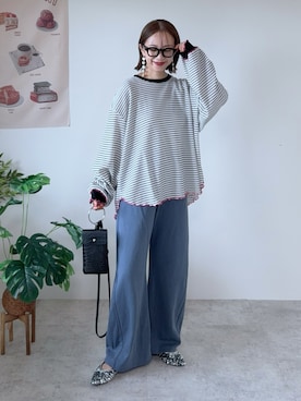 「GU（ジーユー）のアイテム（パンツ）」を使った、memeさん（レディース・158cm）の秋コーディネート