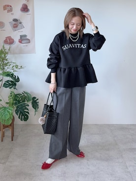 「アイテム（バレエシューズ）」を使った、memeさん（レディース・158cm）の秋コーディネート