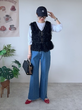 「アイテム（バレエシューズ）」を使った、memeさん（レディース・158cm）の秋コーディネート