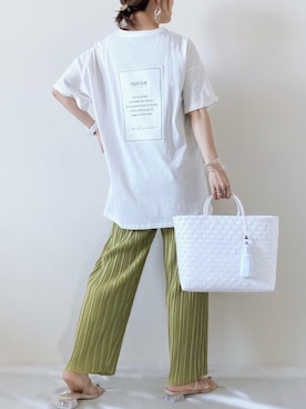 「バックロゴ」｜「アイテム（サンダル）」を使った、memeさん（レディース・158cm）の夏コーディネート