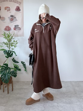 「アイテム（ニットキャップ/ビーニー）」を使った、memeさん（レディース・158cm）の秋コーディネート