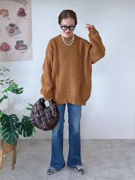 「FREAK'S STORE（フリークスストア）のアイテム（ニット/セーター）」を使った、memeさん（レディース・158cm）の秋コーディネート