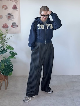 「アイテム（メガネ）」を使った、memeさん（レディース・158cm）の冬コーディネート