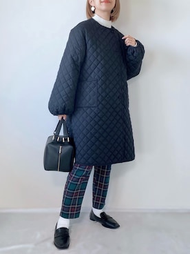 「秋冬」｜「アイテム（ノーカラーコート）」を使った、memeさん（レディース・158cm）の秋コーディネート