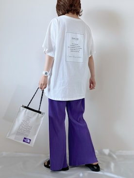 「バックロゴ」｜「アイテム（サンダル）」を使った、memeさん（レディース・158cm）の夏コーディネート