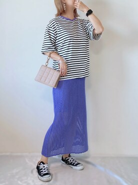 「RECTANGLE」｜「アイテム（腕時計）」を使った、memeさん（レディース・158cm）の夏コーディネート