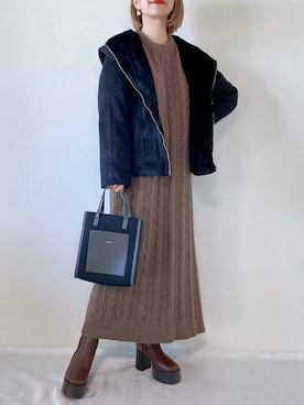 「libelle more（リベル モア）のアイテム（その他アウター）」を使った、memeさん（レディース・158cm）の冬コーディネート