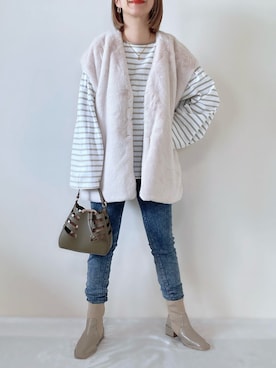 「rectangle（レクタングル）のアイテム（ベスト）」を使った、memeさん（レディース・158cm）の冬コーディネート