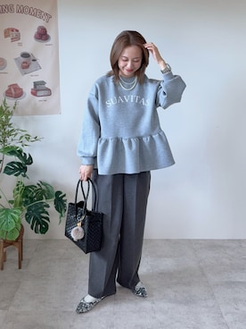 「アイテム（かごバッグ）」を使った、memeさん（レディース・158cm）の冬コーディネート