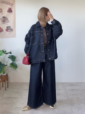 「デニムオンデニム」｜memeさん（レディース・158cm）の秋コーディネート