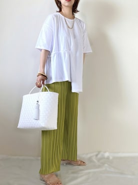 「PAULOWNIA（ポロウニア）のアイテム」を使った、memeさん（レディース・158cm）の夏コーディネート