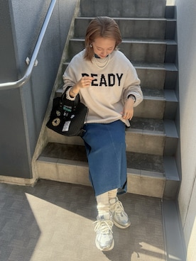 「アイテム（デニムスカート）」を使った、memeさん（レディース・158cm）の秋コーディネート