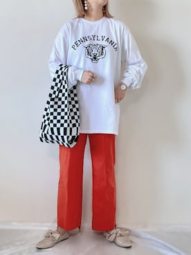 「rectangle（レクタングル）のアイテム（パンツ）」を使った、memeさん（レディース・158cm）の春コーディネート