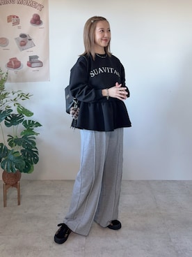 「アイテム（スウェットパンツ）」を使った、memeさん（レディース・158cm）の冬コーディネート