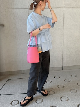 「アイテム（ヘアアクセサリー）」を使った、memeさん（レディース・158cm）の夏コーディネート