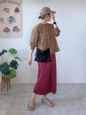 「アイテム（帽子）」を使った、memeさん（レディース・158cm）の秋コーディネート