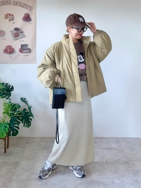 「アイテム（帽子）」を使った、memeさん（レディース・158cm）の秋コーディネート