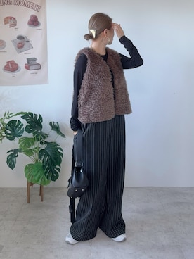 「アイテム（ベスト）」を使った、memeさん（レディース・158cm）の秋コーディネート