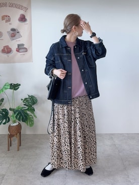 「アイテム（デニムジャケット）」を使った、memeさん（レディース・158cm）の秋コーディネート