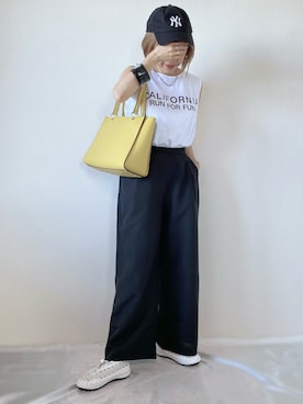 「みんなの白Tフェス」｜「アイテム（タンクトップ）」を使った、memeさん（レディース・158cm）の夏コーディネート
