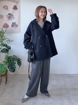「アイテム（ピーコート）」を使った、memeさん（レディース・158cm）の秋コーディネート