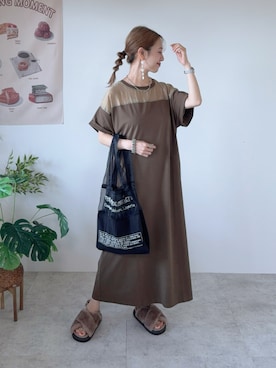 「アイテム（シャツワンピース）」を使った、memeさん（レディース・158cm）の夏コーディネート