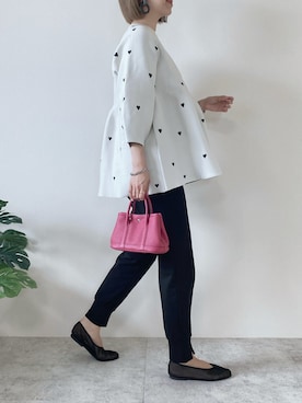 「ぺプラムトップス」｜「アイテム（バレエシューズ）」を使った、memeさん（レディース・158cm）の春コーディネート