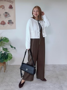 「アイテム（つなぎ/オールインワン）」を使った、memeさん（レディース・158cm）の秋コーディネート