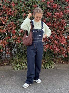 「reca（レカ）のカットシャーリングデザインプルオーバー（シャツ/ブラウス、グリーン系）」を使った、memeさん（レディース・158cm）の春コーディネート