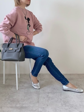 「ミッキー」｜「アイテム（バレエシューズ）」を使った、memeさん（レディース・158cm）の冬コーディネート