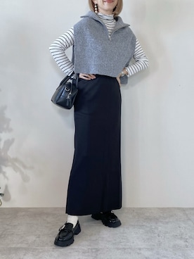 「セルフカットスカート」｜memeさん（レディース・158cm）の冬コーディネート