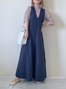 「classicalelf（クラシカルエルフ）のプリーツLOVER。2wayメロープリーツハイネック5分袖トップス（Tシャツ/カットソー）」を使った、memeさん（レディース・158cm）の春コーディネート