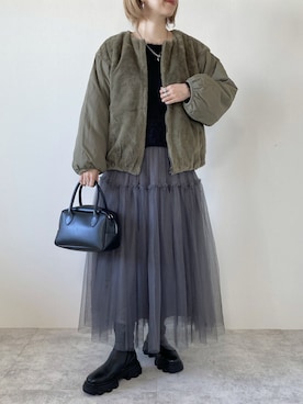 「libelle more（リベル モア）のアイテム（ブルゾン）」を使った、memeさん（レディース・158cm）の秋コーディネート