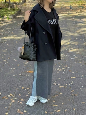 「アイテム（ピーコート）」を使った、memeさん（レディース・158cm）の秋コーディネート