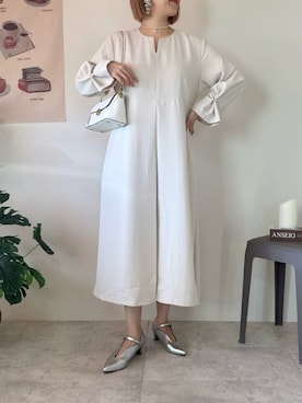 「florist（フローリスト）のフラップレザー横長ホーボーハンドバッグ/ショルダーバッグ（ハンドバッグ）」を使った、memeさん（レディース・158cm）の冬コーディネート