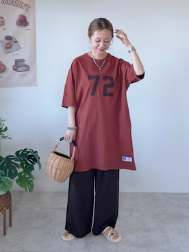 「Tシャツワンピ」｜memeさん（レディース・158cm）の夏コーディネート