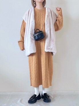 「rectangle（レクタングル）のアイテム（ベスト）」を使った、memeさん（レディース・158cm）の冬コーディネート