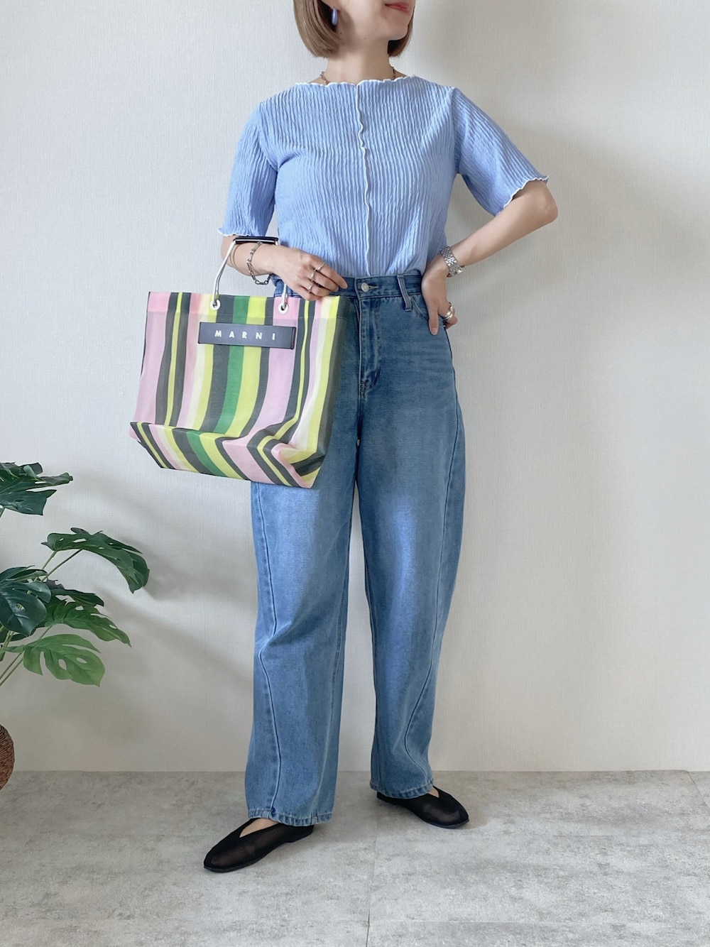 【値下げ】MARNI MARKETマルニマーケット ストライプ バッグ MARNI MARKET（マルニマーケット）の「ストライプバッグ（トート