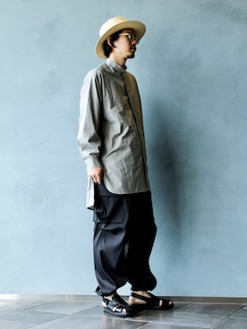「Lui's（ルイス）のアイテム（サンダル）」を使った、downeyさん（メンズ・180cm）の夏コーディネート