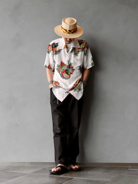 「SOLARIS&Co.（ソラリス）のアイテム（帽子）」を使った、downeyさん（メンズ・180cm）の夏コーディネート