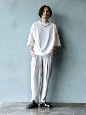 「Lui's（ルイス）のアイテム（サンダル）」を使った、downeyさん（メンズ・180cm）の夏コーディネート